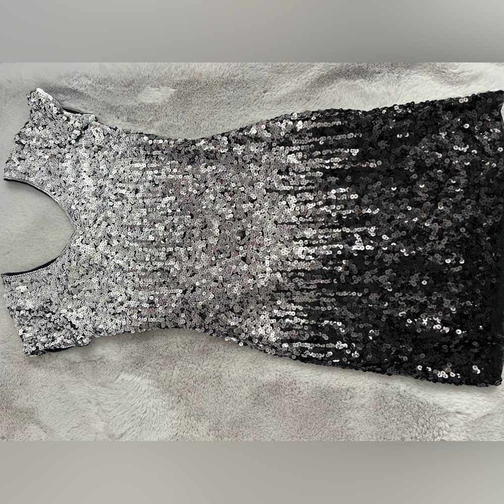 Sequin dress ombré silver to black